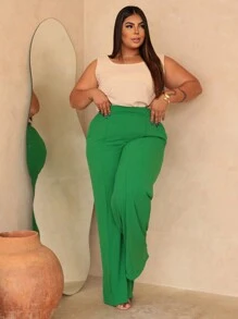 Duna Plus Size Pantalona Pants GG G1 G2 G3 - Green - View 4