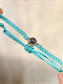 1 件定制照片投影手链,不锈钢彩色编织情侣手链,适合男士、女士、情侣、家庭、照片记忆、节日、母亲节、父亲节、情人节和生日的个性化礼物金色、银色、玫瑰金、黑色、粉色、白色、绿松石色时尚、秋季时尚、简约 - 綠松石色 - 查看 5