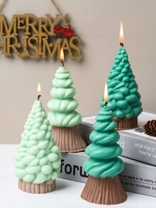 1PC Xmas Tree Silicone Mold DIY Gypsum 3D Cedar Christmas Tree Aromatherapy Candle Design Epoxy Resin Casting Mold Home Decor