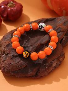 1 件万圣节主题橙色古怪魔鬼煤珠弹力手链女士派对俱乐部配饰 - 彩色 - 查看 4