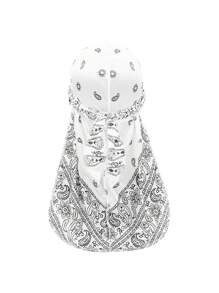 1pc Men's Turban Hat Printed Wigs Durag Biker Headwrap Pirate Hats Cap For Men Hair Accessories Long Tail Straps Bandanas Pirate Hat Pirate Costume - Pirate Hat - View 7