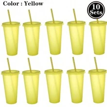 20 ،10 ،1 قطعة أكواب بلاستيكية قابلة لإعادة الاستخدام بسعة 24 أونصة مع أغطية وقشاطات - 10 قطع ، أكواب ماء متينة للقهوة المثلجة ، أكواب سفر كبيرة صدغية ، مثالية لحفلات الهالوين والأعياد الميلادية والعيد المجيد وهدايا الافتتاح ، خفيفة الوزن ، مستطيلة ، خالية من البولي فينيل كلوريد ، للغسيل اليدوي فقط - متعدد الألوان - مشاهدة 16