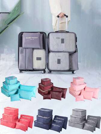 Juego de 6 organizadores de viaje que incluye: Bolsa de artículos de tocador, Bolsa de cosméticos, Bolsa de zapatos, Bolsa de maquillaje, Bolsa organizadora de ropa, Bolsas de almacenamiento y organización, Esenciales para viajes de vacaciones de verano, Estuche de maquillaje, Bolsa de ropa interior, Bolsa de equipaje, Bolsa de lavandería impermeable, Organizador plegable para ropa interior y calcetines, Bolsa de transporte, Bolsa de datos, Bolsa organizadora de prendas, Juego de bolsas de almacenamiento, Bolsa de accesorios de viaje