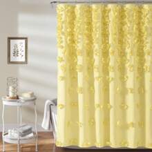 Riley Shower Curtain, 72" W X 72" L, Yellow - Luxury Shower Curtain With Bows - Charming Texture - Beautiful & Elegant Girly Bathroom Accessory - Romantic, Vintage Glam Bathroom Decor - Màu vàng - Xem 1