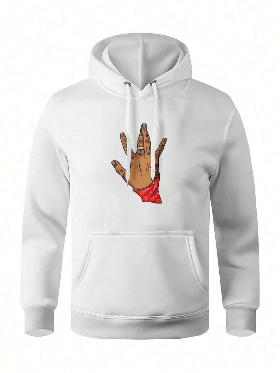 Moletom Coat Tu Pac Hand Kangaroo Blouse IZPJ1 - 白色 - 查看 1