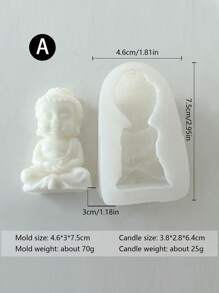 Molde de escultura tridimensional de Buddha, linda decoración de sobremesa para sala de estar, decoración de descompresión zen, Tathagata, Avalokiteshvara, Erawan Lotus Buddha, escultura de hada, velas perfumadas hechas en casa, aromaterapia de yeso, candelabro de loto - Blanco - Ver 16