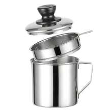 Stainless Steel Oil Filter Strainer Pot With Filter For Kitchen, To Filter Frying Oil And Store Cooking Grease - Silver - View 2