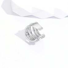 1pc Fashionable Line Design Cubic Zirconia No Piercing Ear Cuff Earcuff For Women Daily Wear - Silver - View 5