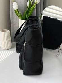 女士纯色多功能托特包，简约多口袋大容量腋下包，适合学生，新设计休闲旅行度假购物手提包和单肩包，商务通勤日常外出电脑包学校书包，返校包，防水，适合少女女大学生，非常适合返校、开学第一天、初中、高中