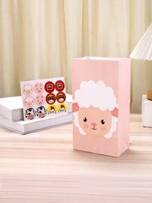12pcs/Set 24*13*8CM Kraft Paper Bags With Cute Farm Animal Design, Creative Candy/Gift Bags For Holiday Party Or Birthday (1 Sticker Included),Christmas Valentine Day - Multicolor - View 15