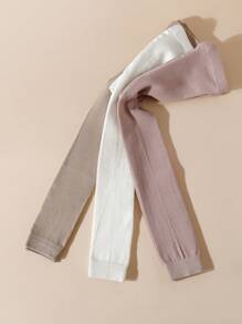 3pcs Girls' Solid Color 7/8 Leggings, Suitable For Daily Wear - Multicolor - View 2