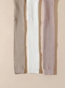 3pcs Girls' Solid Color 7/8 Leggings, Suitable For Daily Wear - Multicolor - View 4