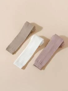 3pcs Girls' Solid Color 7/8 Leggings, Suitable For Daily Wear - Multicolor - View 5