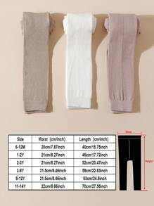 3pcs Girls' Solid Color 7/8 Leggings, Suitable For Daily Wear - Multicolor - View 3