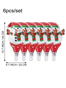 6pcs Metallic Color Christmas Snowman Handheld Balloon Set - Red - View 2