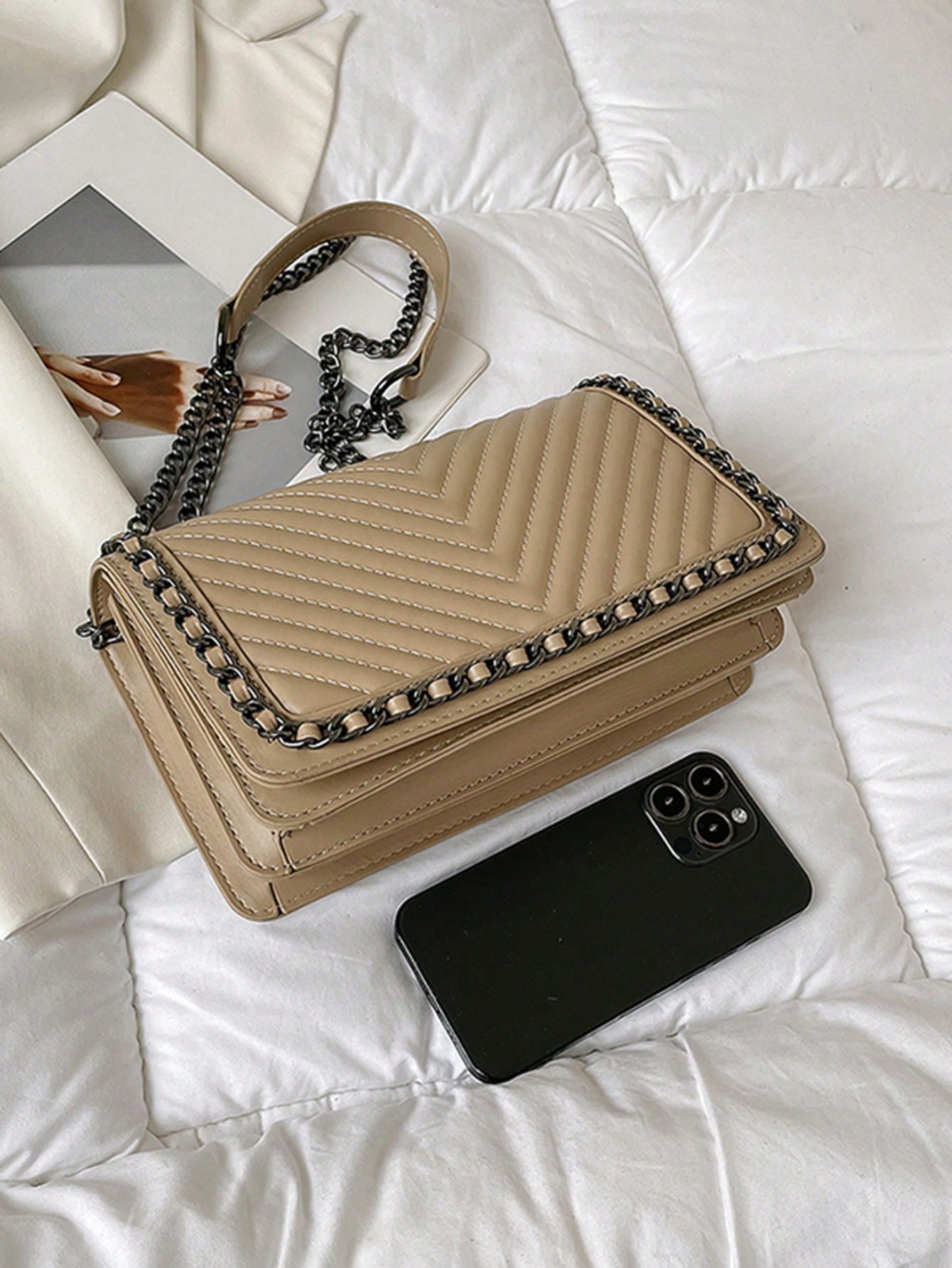 حقيبة كتف وحقيبة كروس جسم للنساء، حقيبة مربعة صغير...