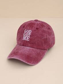 1 件装复古字母刺绣休闲做旧按扣后帽街头潮流男女通用帽子万圣节 - 彩色 - 查看 5