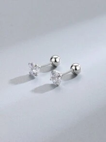 1 para modnych kolczyków ze srebra próby 999 z cyrkoniami sześciennymi zakręcanymi z klasycznymi kolczykami w słodkim stylu do codziennej dekoracji ZYE192