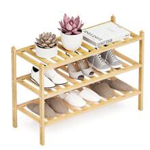 1 件 3 层竹制鞋架，适用于衣柜，独立式鞋架，可堆叠鞋子收纳架，适用于入口 - 彩色 - 查看 8