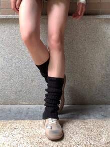 1 双女士多色腿套，长筒腿套，膝盖高腿套，适合日常使用 - 黑色 - 查看 5