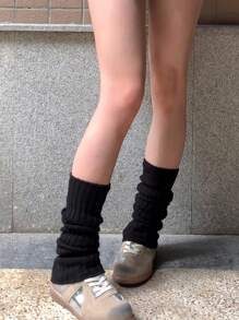 1 双女士多色腿套，长筒腿套，膝盖高腿套，适合日常使用 - 黑色 - 查看 3