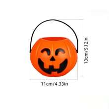 1pc Large Plastic Pumpkin Bucket With Handle, "Trick Or Treat" Container, For Holidays, Halloween Party & Photography Props,Christmas - Burnt Orange - View 10