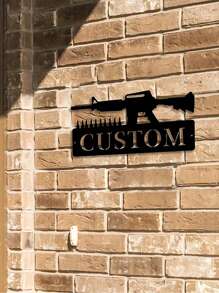 1 Custom Assault Rifle And Bullet Wall Art Metal Sword Nameplate Personalized Salon Logo Personalized Assault Rifle And Bullet Car Logo Farmhouse Wall Decor Custom Name Wall Decor For Metal Assault Rifle And Bullet Art Porch Patio Gifts Birthday Graduation