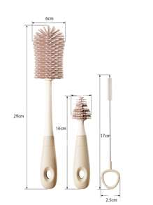 3pcs/Set Baby Silicone Bottle Brush, Nipple & Straw Cleaning Tool Kit