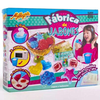 Mi Alegria Set para fabricar jabones de diferentes, figuras, colores y olores de Juguetes Mi Alegría