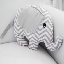 Laura Baby Decorative Cushion Children's Ornament 100% Cotton - Elephant - 灰色雪佛龍大象 - 查看 1