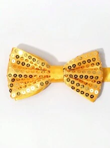 1 pezzo Papillon casual da uomo di colore solido nero/blu/rosso/giallo/argento glitterato a doppio strato, adatto per feste, banchetti, vacanze, regali, esibizioni sul palco, San Valentino
