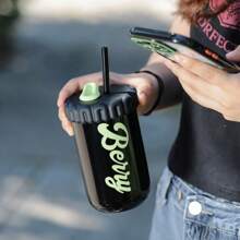 Summer Glass Cup, Water Bottle New Cup, Cup With Lid And Straw - Multicolor - View 5