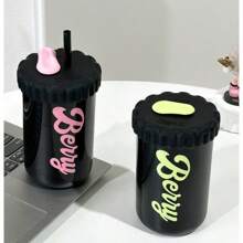 Summer Glass Cup, Water Bottle New Cup, Cup With Lid And Straw - Multicolor - View 1