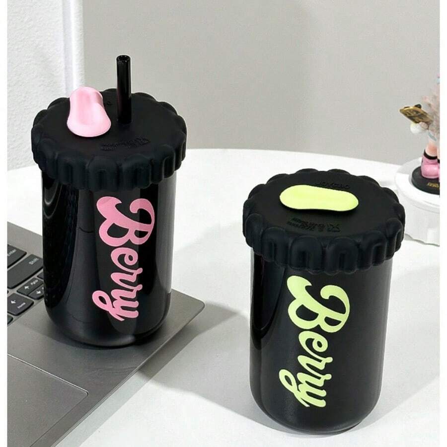 Summer Glass Cup, Water Bottle New Cup, Cup With Lid And Straw - Multicolor - View 1