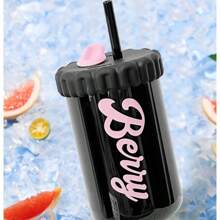 Summer Glass Cup, Water Bottle New Cup, Cup With Lid And Straw - Multicolor - View 4