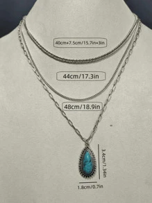 1pc Vintage Style Turquoise Inlay Necklace Chain For Women