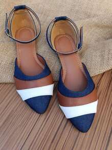 KIT 2 Pairs Salome Sandals Flat Pointed Toe Comfortable Elegant Casual Women's Black White Caramel Jeans Moda Gringa Promotion - 藏蓝色 - 查看 9
