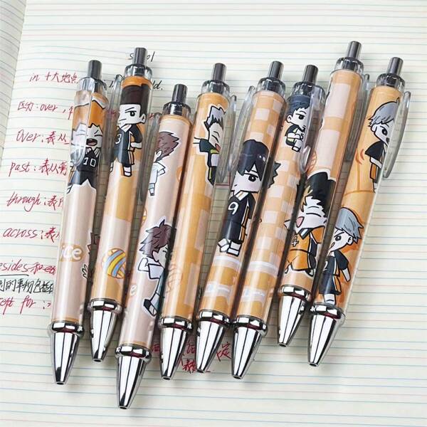 4pcs NEKOMA Neutral Pens, Tobio Kgym High School Anime Merchandise Signing Pens, TORU Writing Pens, Cartoon Anime Stationery Pens, Volleyball Signing Pens, Student Learning Stationery Pens,Back To School