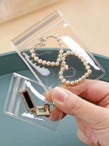 100pcs Pvc Transparent Resealable Jewelry Bags With Ziplock,Anti-Oxidation,Prevents Tarnishing,For Storing Earrings, Necklaces, Jewelry, Small Gift, Accessory Party Favor Pouches Wedding