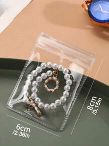 100pcs Pvc Transparent Resealable Jewelry Bags With Ziplock,Anti-Oxidation,Prevents Tarnishing,For Storing Earrings, Necklaces, Jewelry, Small Gift, Accessory Party Favor Pouches Wedding