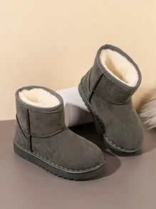 2024 Zimowe dziecięce buty śnieżne w jednolitym kolorze, maluchy, chłopcy, dziewczęta, grube, ciepłe buty zimowe, odpowiednie do jazdy na nartach i aktywności na świeżym powietrzu