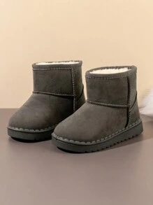 2024 Zimowe dziecięce buty śnieżne w jednolitym kolorze, maluchy, chłopcy, dziewczęta, grube, ciepłe buty zimowe, odpowiednie do jazdy na nartach i aktywności na świeżym powietrzu