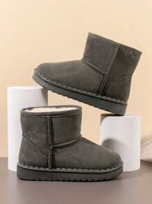 2024 Zimowe dziecięce buty śnieżne w jednolitym kolorze, maluchy, chłopcy, dziewczęta, grube, ciepłe buty zimowe, odpowiednie do jazdy na nartach i aktywności na świeżym powietrzu