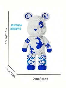 8900 miếng khối ghép hình chú gấu sứ xanh trắng 20,5 inch/52cm DIY, phù hợp cho cả nam và nữ, đồ trang trí nhà cửa, Ngày của người chết ở Mexico, quà tặng đồ chơi khối ghép hình - Nhiều màu - Xem 3