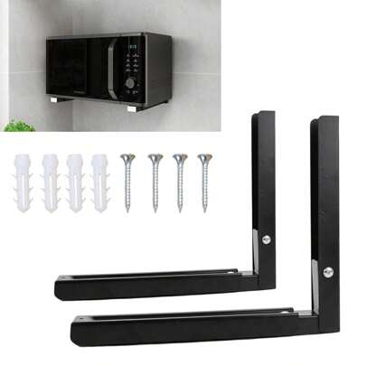 2Pcs Microwave Iron Brackets Extendable Wall Black Brackets Shelfs Mounts UK