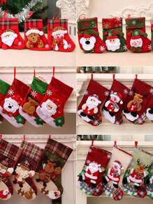 4 قطع/مجموعة جوارب ، أكياس هدايا ، ديكورات جوارب ، إكسسوارات زينة شجرة - متعدد الألوان - مشاهدة 2