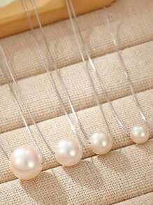 1 szt. Modny naszyjnik z pojedynczą perłą imitującą muszlę ze srebra próby 925 w klasycznym, słodkim stylu, do codziennej dekoracji AYN813