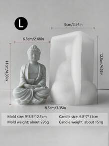 Molde de escultura tridimensional de Buddha, linda decoración de sobremesa para sala de estar, decoración de descompresión zen, Tathagata, Avalokiteshvara, Erawan Lotus Buddha, escultura de hada, velas perfumadas hechas en casa, aromaterapia de yeso, candelabro de loto - Blanco - Ver 6