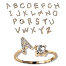 Anillos con letras ajustables para mujeres y adolescentes, anillo abierto minimalista con inicial para mujeres y hombres, anillo de letra en inglés personalizado 26, anillo de dedo delicado de acero inoxidable, regalo de pareja y amigo, accesorios de joyería de moda