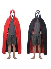 1pc Adult Double-Layer Black & Red /Vampire/Witch Cloak Cape For Halloween - Multicolor - View 7